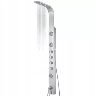Sprchový panel Corsan Snake s hydromasážou, strieborný termostat
